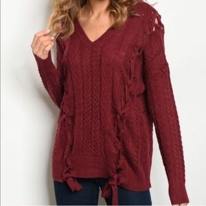 NEW Laced Cable Knit Sweater Reduced Price Side Detail Stylish Chic Trendy
